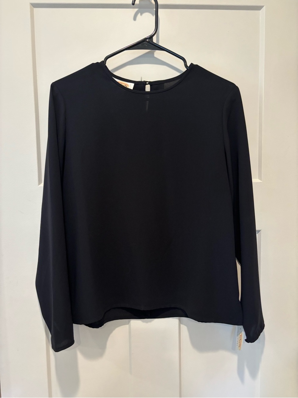 Talbots Black Long-Sleeve Crewneck Blouse